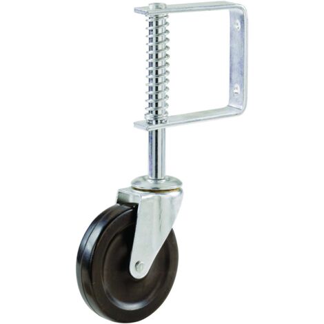 GROOFOO-Hardware Metal 9785 9785E Spring Loaded Gate Caster, 4-Inch, Black