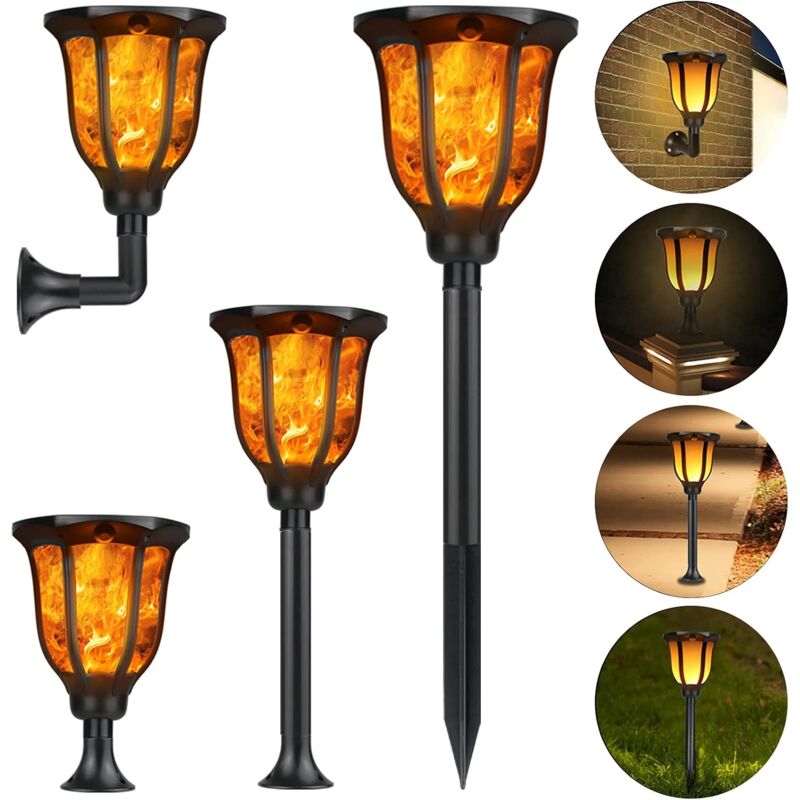 Lampes Solaires Jardin, Lumière Solaire Extérieur Jardin IP65 Étanche Torche Solaire Flammes Lampe pour Décor, Jardin, Patio, Chemins 1 Pack Lampe de