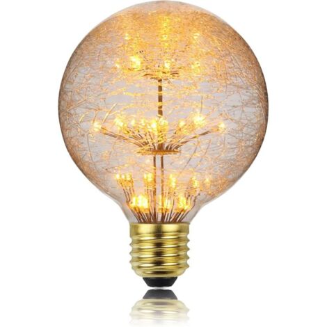 GROOFOO Led Ampoule Vintage Ampoule RGB Feu D'artifice Edison Ampoule G95 3W 220/240V E27 Ampoule Décorative (Feu d'artifice en fibre de verre)