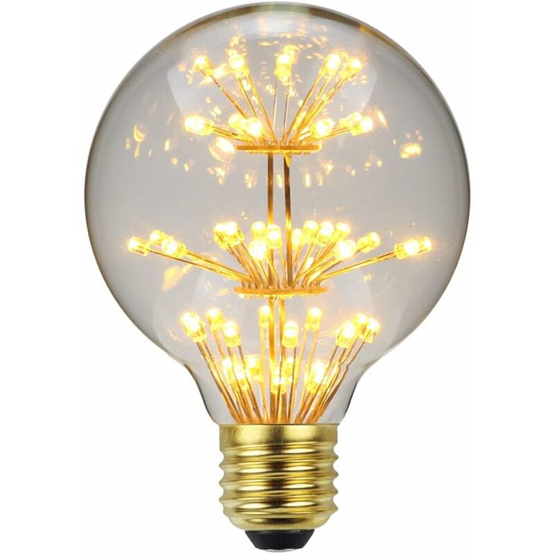 Led Ampoule Vintage Ampoule rgb Feu D'artifice Edison Ampoule G95 3W 220/240V E27 Ampoule Décorative (φ80mm Feu d'artifice) - Groofoo