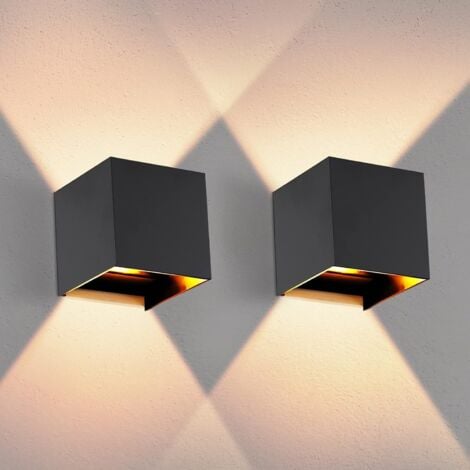 RHAFAYRE GROOFOO LED Exterior Light, IP65 Outdoor Wall Lamp, Up and Down Wall Light,Warm White,Adjustable Light Beam, Black 2 pcs