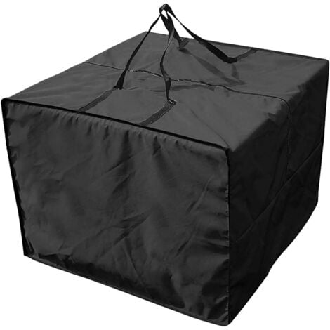 LANGRAY GROOFOO Living Room Cushion Storage Bag, Cushions Storage Bag Garden Protector Cover Garden Cushions Storage Bag 210D Oxford Waterproof, 81X81X61CM Black