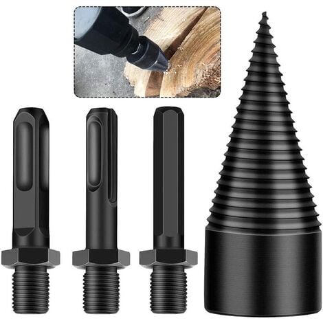 GROOFOO Log Splitter Wood Splitter 42mm Cone Drill Bit Woodworking Drill Bit for Splitting Wood Wood Cutting Tool with Hex Shank, Square Shank, Round Shank