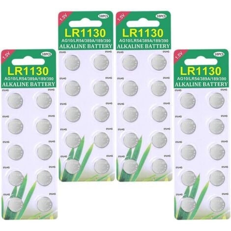 YIDOMDE GROOFOO Lot de 40 Piles Bouton Alcalines LR1130 AG10 1,5 V, Batteries Bouton Durée de Vie 3 ans