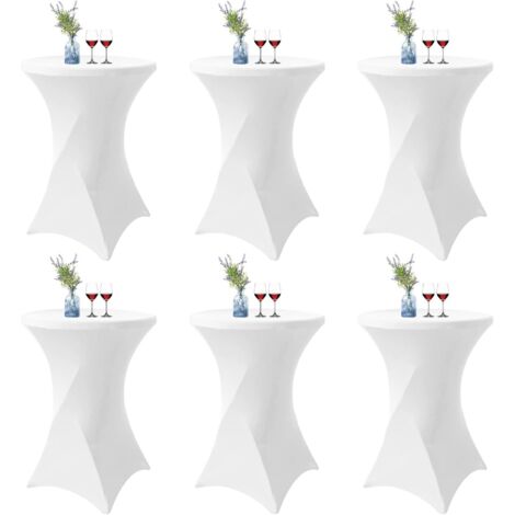 GROOFOO Lot de 6 Blanc Housse pour Table Haute, Nappe Mange Debout 80x110cm Blanc Nappes à Coins Carrés Extensibles en Spandex pour Cocktail Mariage Banquet Anniversaire Banquet Bar Table