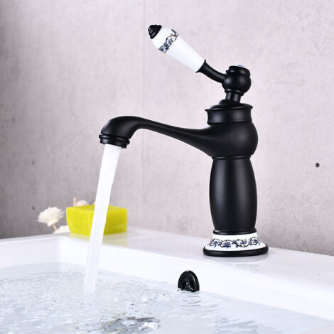 GROOFOO Mitigeur de lavabo Robinet d'évier Vintage Bronze huilé finition laiton salle de bains