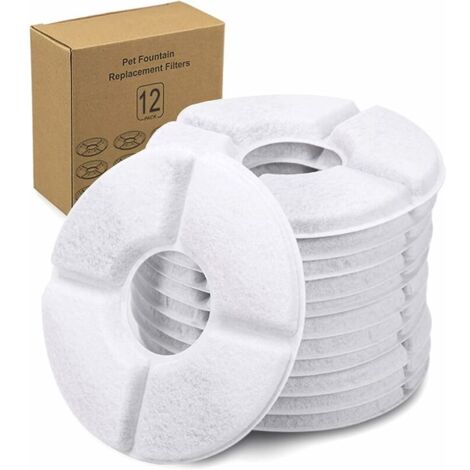 Groofoo – Pack de 12 filtres de rechange pour fontaine à eau 1,6L – Charbon actif et résine – Élimine les odeurs et les impuretés