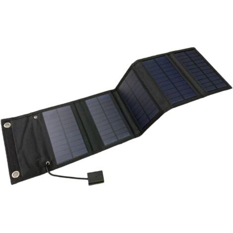 GROOFOO Panneau Solaire, 10W Chargeur Solaire Portable, Ports USB Panneau Solaire Étanche, Banque d'alimentation Solaire sans Fil pour Smartphones, Tablettes et Plus, Panneau Solaire Pliable-Noir