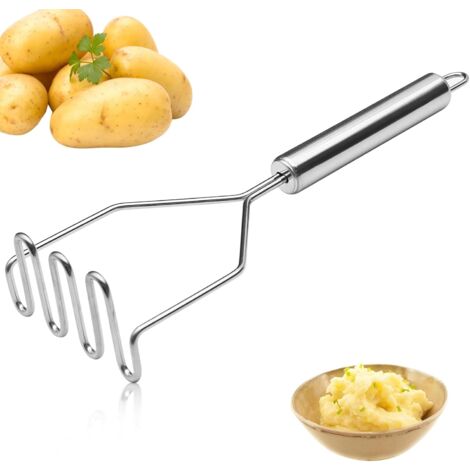 GrooFoo Pilon à pommes de terre, ustensiles de cuisine ondulés en acier inoxydable Pilon à pommes de terre, presse-purée gastronomique avec poignées faciles à nettoyer et à utiliser GrooFoo