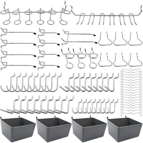 Groofoo – Porte-outils de crochets pour panneaux perforés – 80 pièces – Fer nickelé résistant à la corrosion – Pour panneaux de 3 et 6 mm