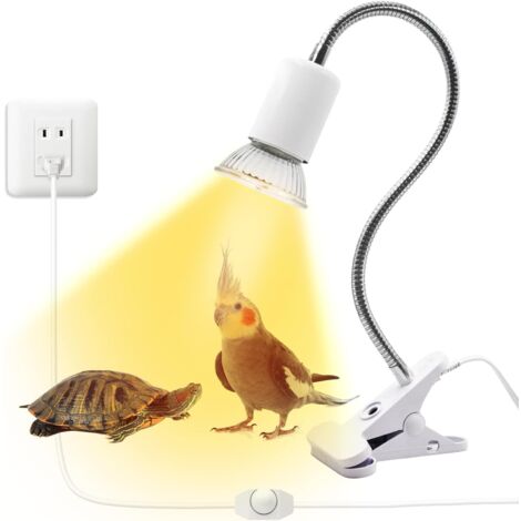 YIDOMDE Lamp, Aquatic Turtle Heating Lamp, Aquarium Tank Heating Lamp, UVA UVB Reptile Lamp with 360° Rotating Clips and Adjustable Switch (No Bulb)