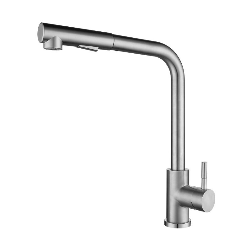 Groofoo - Ineasicer Robinet de Cuisine avec Douchette Extractible, Mitigeur Pivotant à 360° pour Evier, Robinetterie Brossé en Acier Inoxydable,