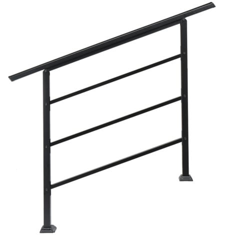 GROOFOO Rust-Resistant Black Wrought Iron Outdoor Handrail – Fits 1 to 4 Steps, Transitional Style with All-inclusive Easy-Install Kit, Safety Certified for Home and Commercial Use