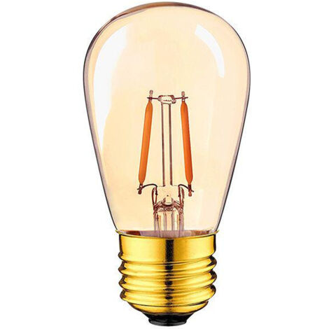 GROOFOO S14 E27 Ampoules Filament LED, Ampoule Edison plastique Blanc Chaud 2200K 1W, équivalente 20W, pour remplacement d'ampoule de guirlande lumineuse extérieure étanche, 6 pièces