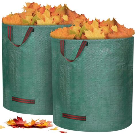 GROOFOO Sac Jardinage Déchets, Sac Déchets Verts, 2 x 272L Sacs Jardin Autoportant, Big Bag avec Poignées, Étanche, Pliable et Réutilisable, Sacs à Déchets de Jardin, Sac Végétaux Jardin