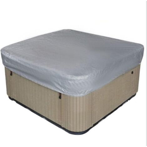 RHAFAYRE GROOFOO Square Hot Tub Cover for Spa, Rectangular Garden Bathtub Cover in 210D Oxford Fabric Wind and UV Resistant (218x218x30cm,Silver)