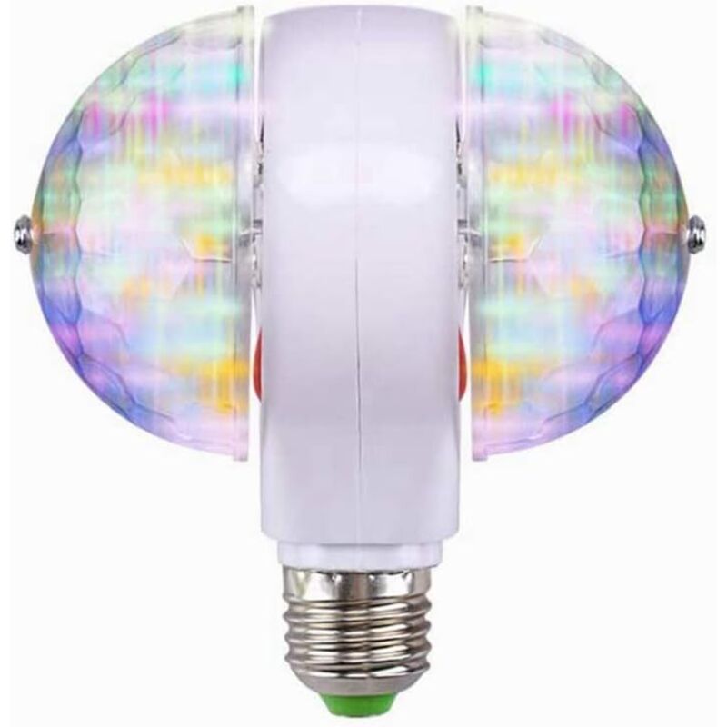 GROOFOO Stage Light,E27 RVB LED Disco Stage Lights Ball Ampoule 2 têtes rotative Effet de fête Lampe guirlandes RVB LED Lumière de scène(220V)