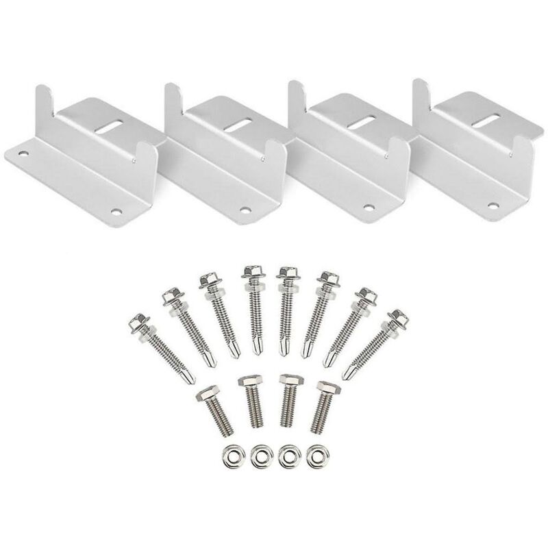 Groofoo - Ineasicer 1 Jeux de Supports en z de Fixation de Panneaux Solaires sur le Toit avec Écrous et Boulons pour rv, Bateau, Toit, Mur et Autres