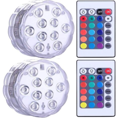 GROOFOO Waterproof Underwater LED Lights for Hot Tubs, Spas, Swimming Pools, Underwater LED Lights with 2 Remote Controls for Jar Bottoms, Aquariums, Parties, Halloween and Home Decorations.