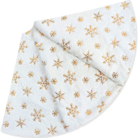 GROOFOO-White Fluffy Tree Skirt Festival Tree Skirt Snow Hair Tree Mat Gold 90cm