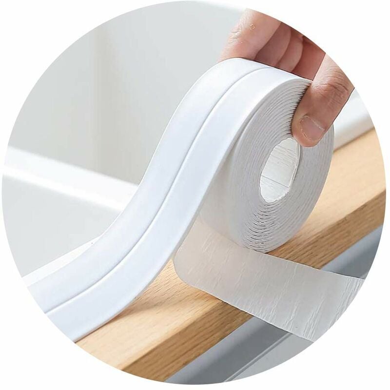 GROOFOO White Silicone Bathroom Sealant,Sealing Tape for Kitchen or Bathroom,Self-Adhesive Anti-Mildew and Leak-Proof Tape Suitable for Many