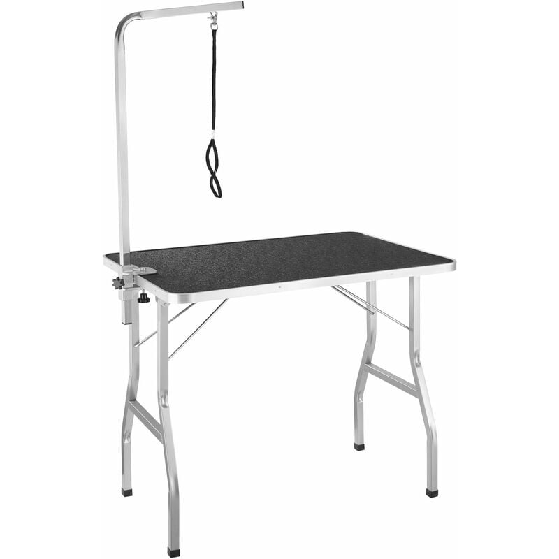 Dog Grooming Table with Arm - grooming table, dog grooming harness, dog table - black/grey