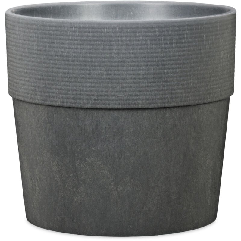 Scheurich Groove+ 30, vase/pot à plantes, rond, en plastique couleur: Carbon, 28,5 cm de diamètre, 26,2 cm de hauteur, 11 l vol.