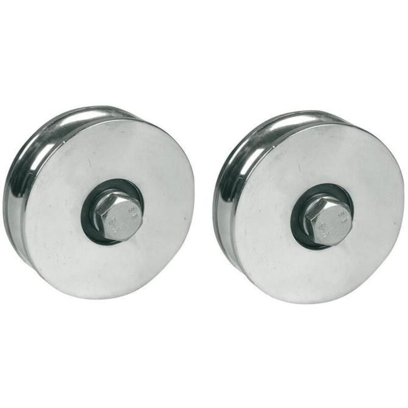 Grooved wheel for gate - 120 mm - Zinc-plated steel - Pack of 2 - 2 ball bearings