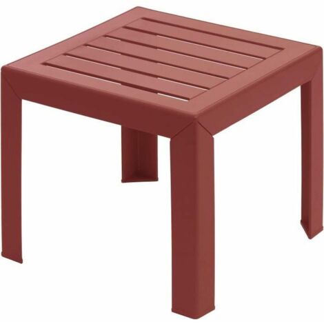 Grosfillex – Table basse de jardin carrée 40x40cm – Résine rouge bossa nova – Protection UV – Empilable et légère 1,54kg – Pour 2 personnes