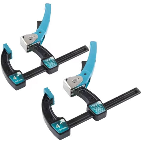 Gross 20717 F-Clamp with quick-release, metal body and lever-tooth mechanism, 4inch/100mm - Twin Pack