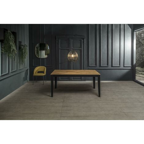 Groß – Ausziehbarer Tisch (130/290 x 80 cm) aus schwarzem Melamin