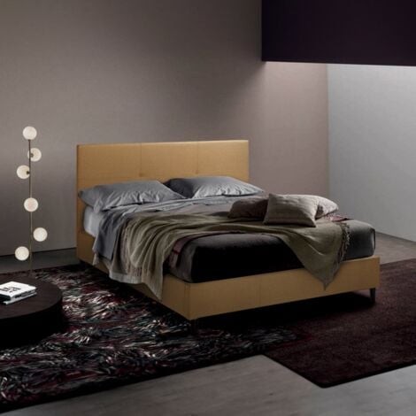 LLB LIVING LIFE BED Groß Einzelbett Französisch 120x190 cm Kunstleder Kopfende Lattenrost Lausanne Farbe: Beige