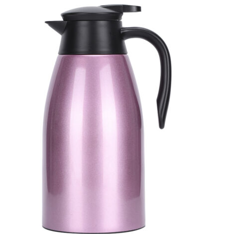 Große, 2 Liter fassende, isolierte Edelstahlflasche, lila Thermoskanne für Kaffee