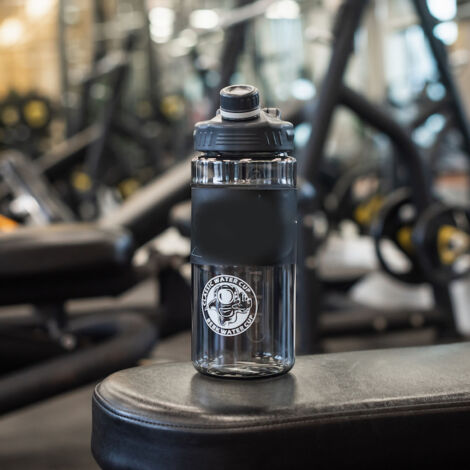Große 3000-ml-Sport-Trinkflasche mit Tragegurt, Kunststoff-Trinkflasche für Damen und Herren, schwarz