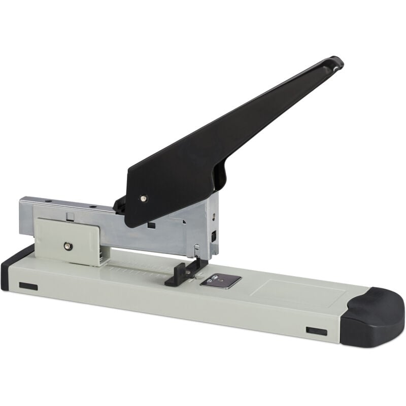 Relaxdays - Grosse agrafeuse, lot de 2, max. 100 feuilles, pour agrafes 24/6, jusqu'à 70 mm de profondeur d'insertion, grande, grise