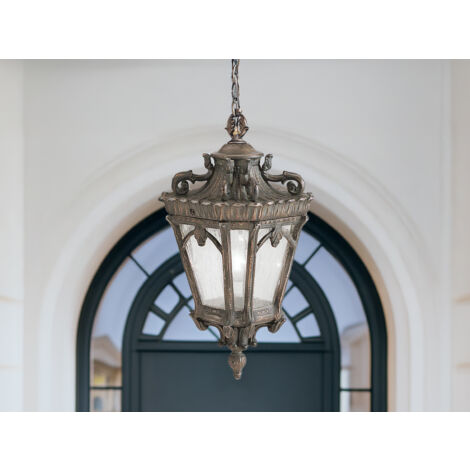 Große antike LED Hängelaterne Aluminium Bronzefarbig, Ø 30,5cm