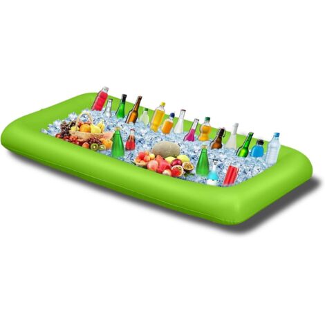 Große, aufblasbare, schwimmende Eiswürfelform mit Ablassstopfen, ideal für Buffets und Getränke – 130 x 65 x 20 cm (grün)