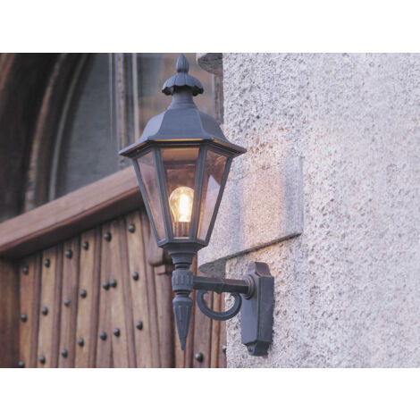 Große Außenwandleuchte PALLAS Laterne stehend, Alu Schwarz, Höhe 61cm