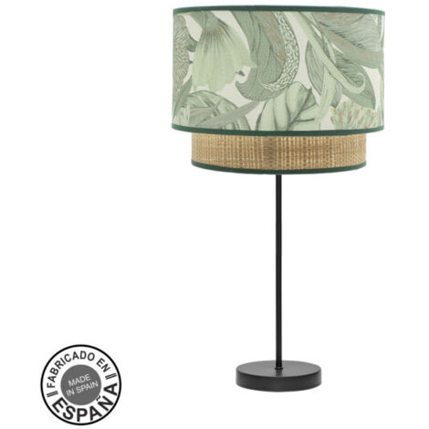 Große Congo Tischlampe 1xe27 Schwarz/Grün-Natur 64x30x30 cm