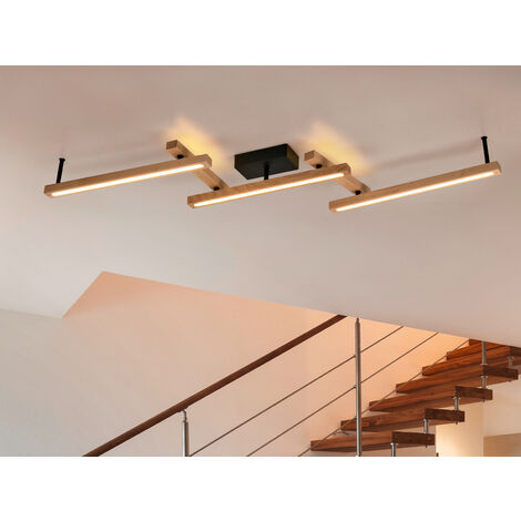 Große Deckenleuchte Vintage Verstellbare Holzstäbe Doppelte Led Bellari Trio Beleuchtung