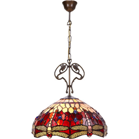 Große Deckenpendelleuchte mit Dekoration aus Gusseisen, Durchmesser 40 cm, Serie Belle Rouge