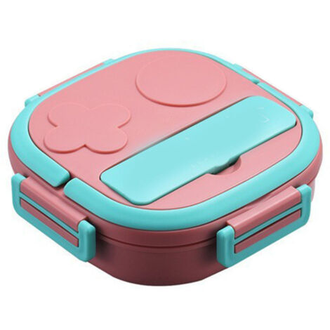 Große, dreiteilige Edelstahl-Lunchbox für drinnen und draußen, rosa