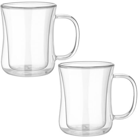 große, durchsichtige Glasbecher mit doppelwandiger Isolierung für heiße und kalte Getränke zu Hause