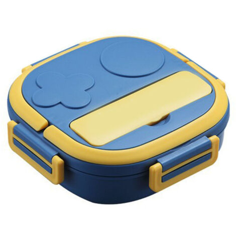 Große Edelstahl-Lunchbox mit 3 Fächern für Picknicks und Büro – Blau