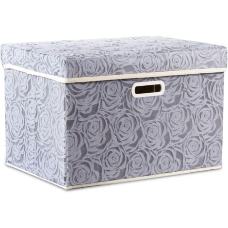Große faltbare Aufbewahrungsboxen mit Deckel [1 Packung], dekorativer Stoff-Aufbewahrungsbehälter, Würfel-Organizer, grau, 45 x 30 x 30 cm