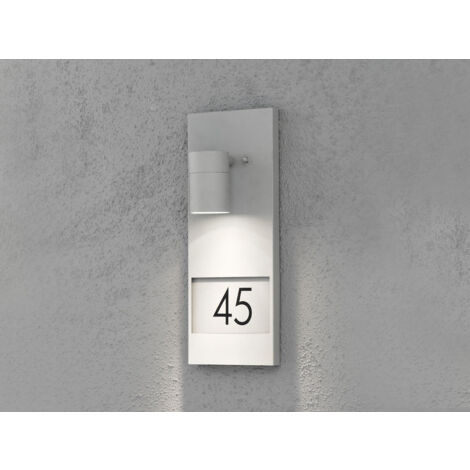 Große Hausnummernleuchte MODENA, Außenwandleuchte Downlight, Grau