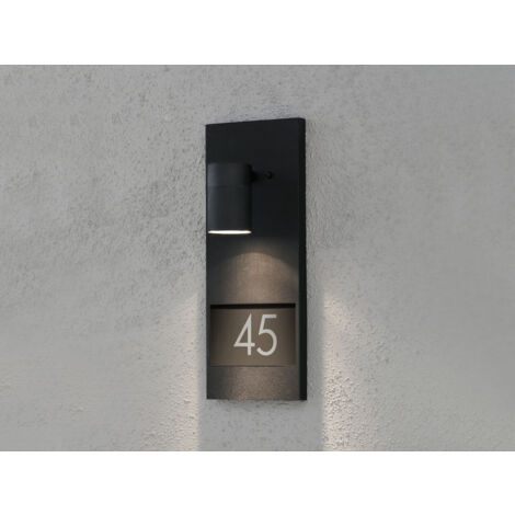 Große Hausnummernleuchte MODENA, Außenwandleuchte Downlight, Schwarz