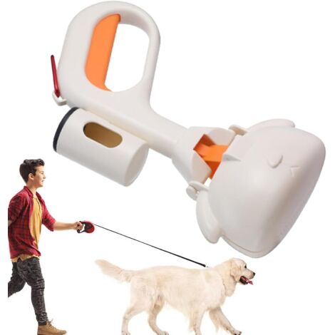 Große Hundekotschaufel mit Beutelhaken, beige