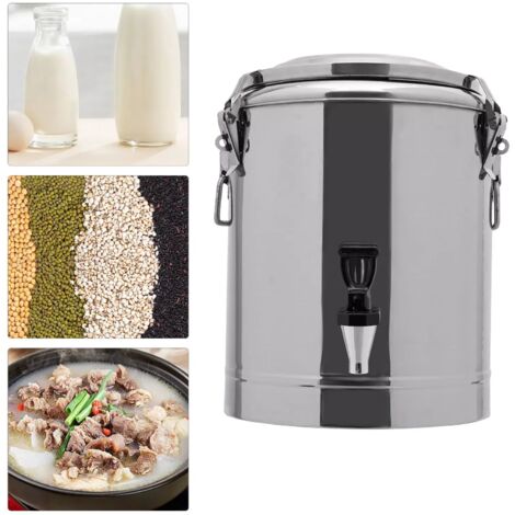 Große Isolierter Warmer Suppentopf, 201 Edelstahl 40L Frühstücks Suppentopf für Transport Thermobehälter mit Gummiring und Spannverschluss (40L/10.6gal)