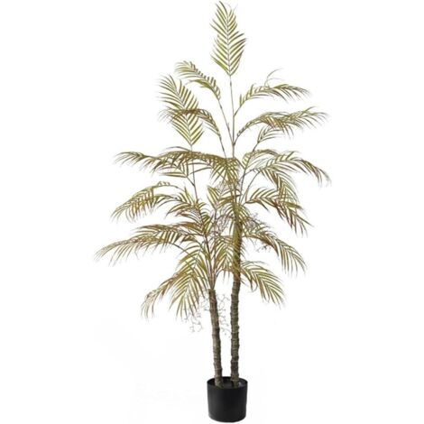 Große künstliche Palme, 150 cm, Doppelstamm, künstliche Palme im Topf, Zimmerpflanzen-Eckdekoration, Palmfarn für Wohnzimmer, Büro, Terrasse, rot